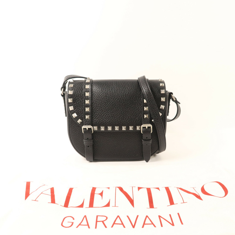 Valentino 牛皮皮革Rockstud Messenger Bag銀扣肩背袋-8