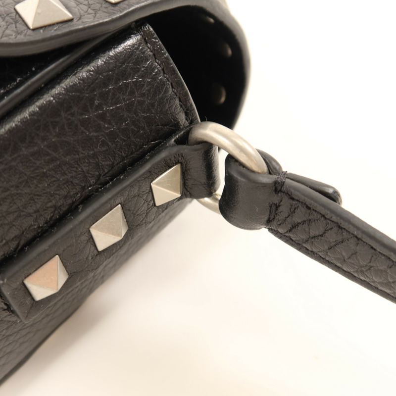 Valentino 牛皮皮革Rockstud Messenger Bag銀扣肩背袋-9