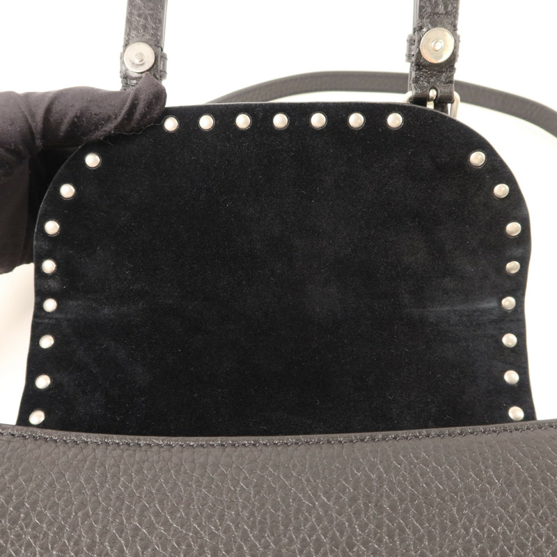 Valentino 牛皮皮革Rockstud Messenger Bag銀扣肩背袋-10