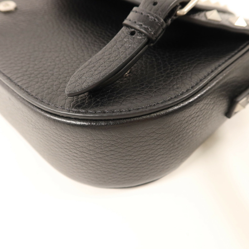 Valentino 牛皮皮革Rockstud Messenger Bag銀扣肩背袋-11