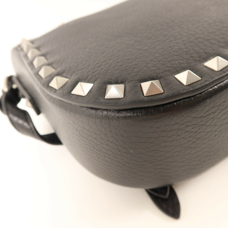 Valentino 牛皮皮革Rockstud Messenger Bag銀扣肩背袋-14