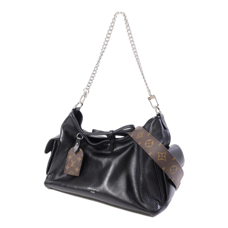 LOUIS VUITTON 羊皮皮革Carry All Vibe PM銀扣肩背袋-2