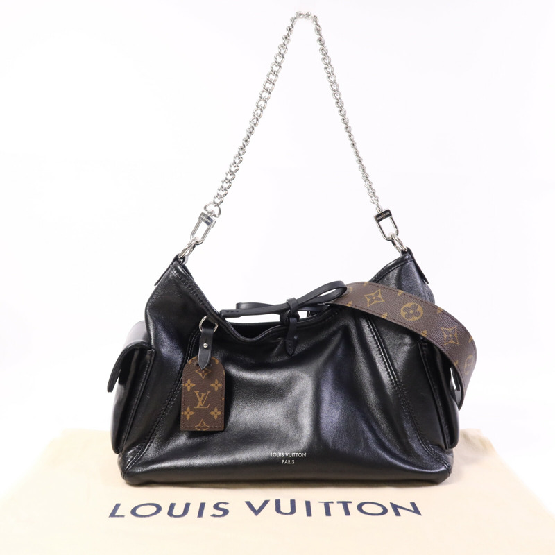 LOUIS VUITTON 羊皮皮革Carry All Vibe PM銀扣肩背袋-9