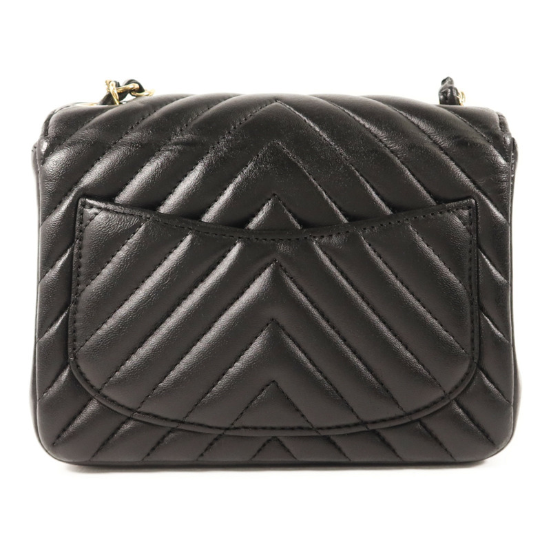 CHANEL 羊皮皮革Mini Classic 17金扣鏈帶肩背袋-1