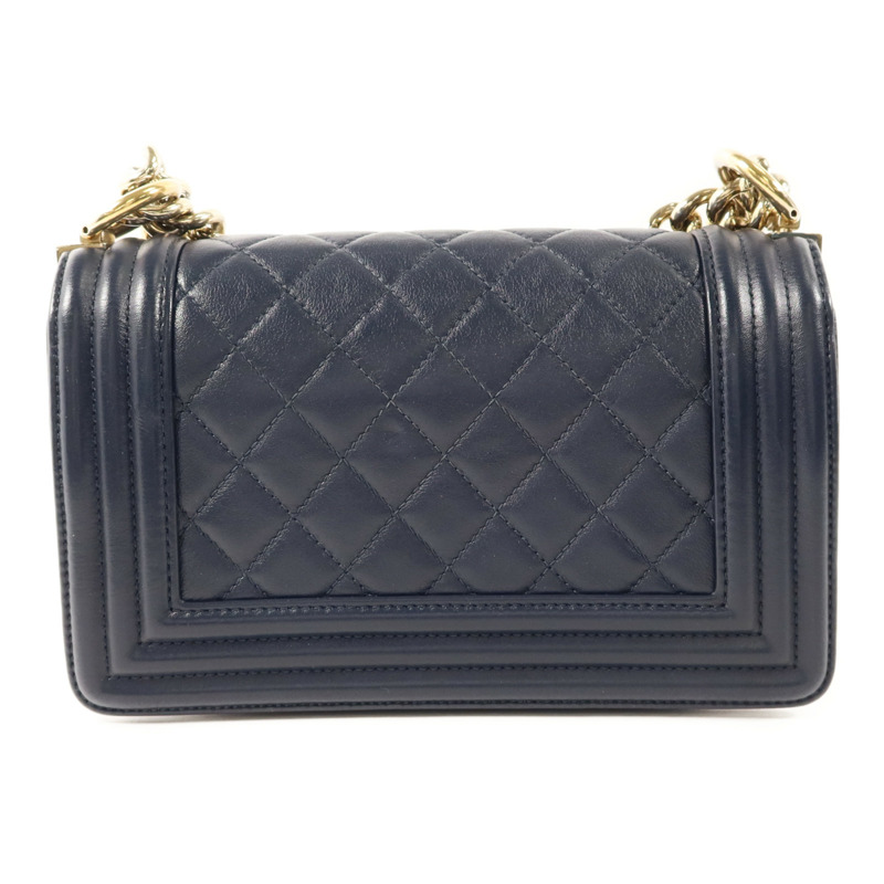 CHANEL 羊皮皮革Boy 20金扣鏈帶肩背袋-1