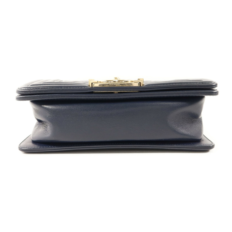 CHANEL 羊皮皮革Boy 20金扣鏈帶肩背袋-3