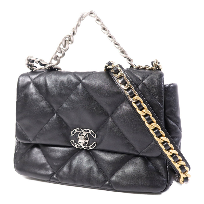 CHANEL 羊皮皮革C19 Medium鏈帶肩背袋-2