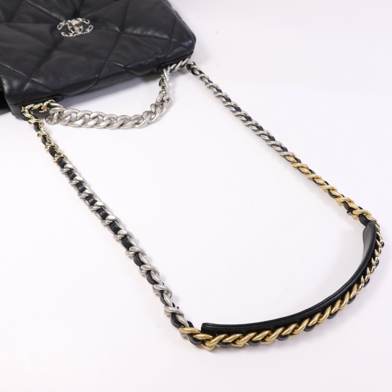 CHANEL 羊皮皮革C19 Medium鏈帶肩背袋-8