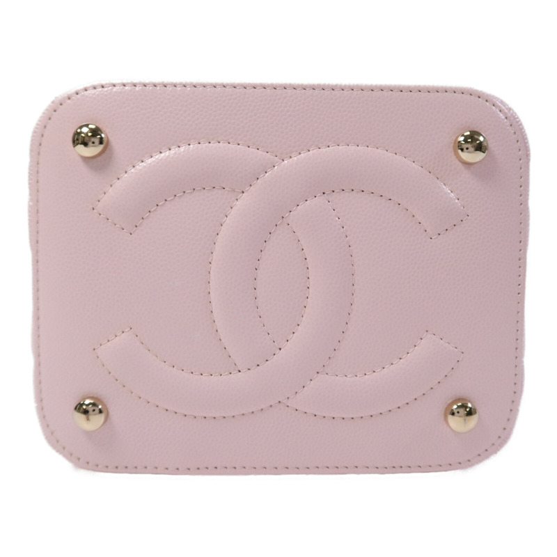 CHANEL 牛皮皮革Vanity Case金扣鏈帶手挽肩背兩用袋-3