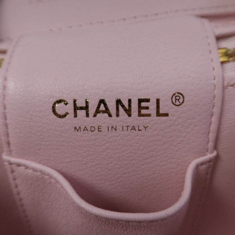 CHANEL 牛皮皮革Vanity Case金扣鏈帶手挽肩背兩用袋-5