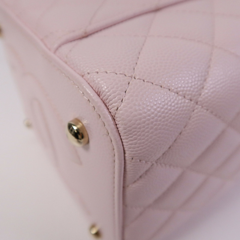 CHANEL 牛皮皮革Vanity Case金扣鏈帶手挽肩背兩用袋-13