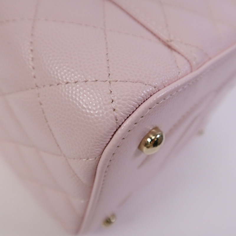 CHANEL 牛皮皮革Vanity Case金扣鏈帶手挽肩背兩用袋-14