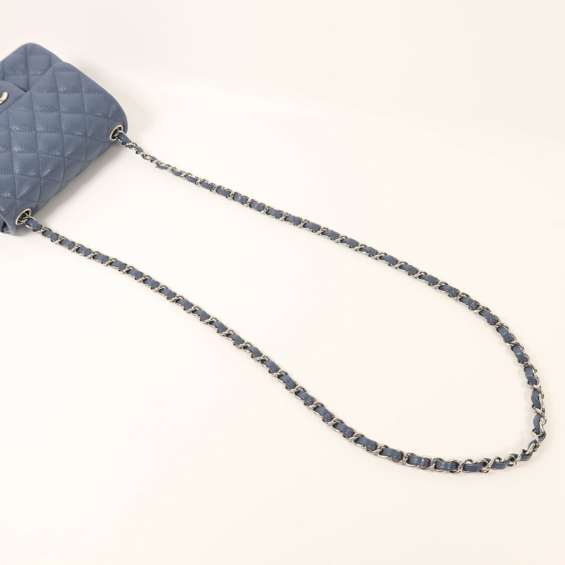 CHANEL 牛皮皮革Mini Classic 17銀扣鏈帶肩背袋-7