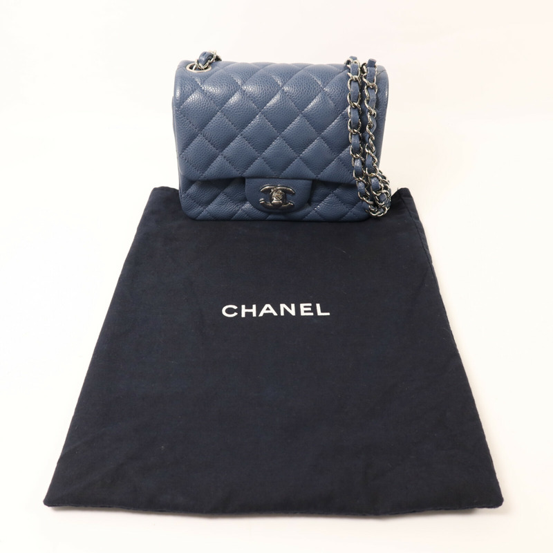 CHANEL 牛皮皮革Mini Classic 17銀扣鏈帶肩背袋-8