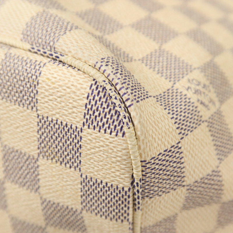 LOUIS VUITTON Damier Azur Neverfull MM金扣手挽袋-11