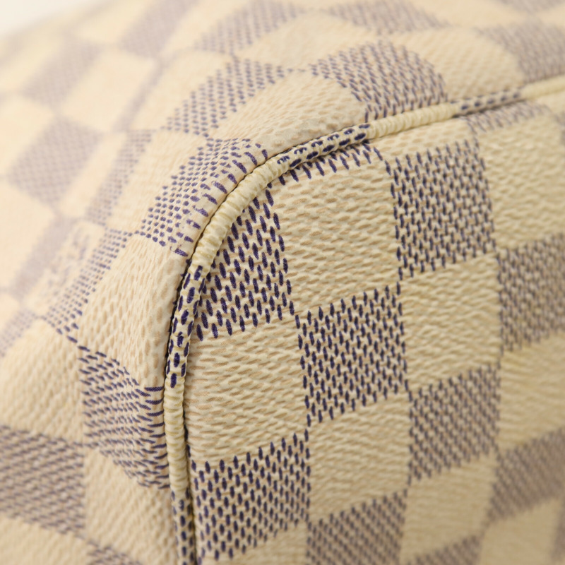 LOUIS VUITTON Damier Azur Neverfull MM金扣手挽袋-12