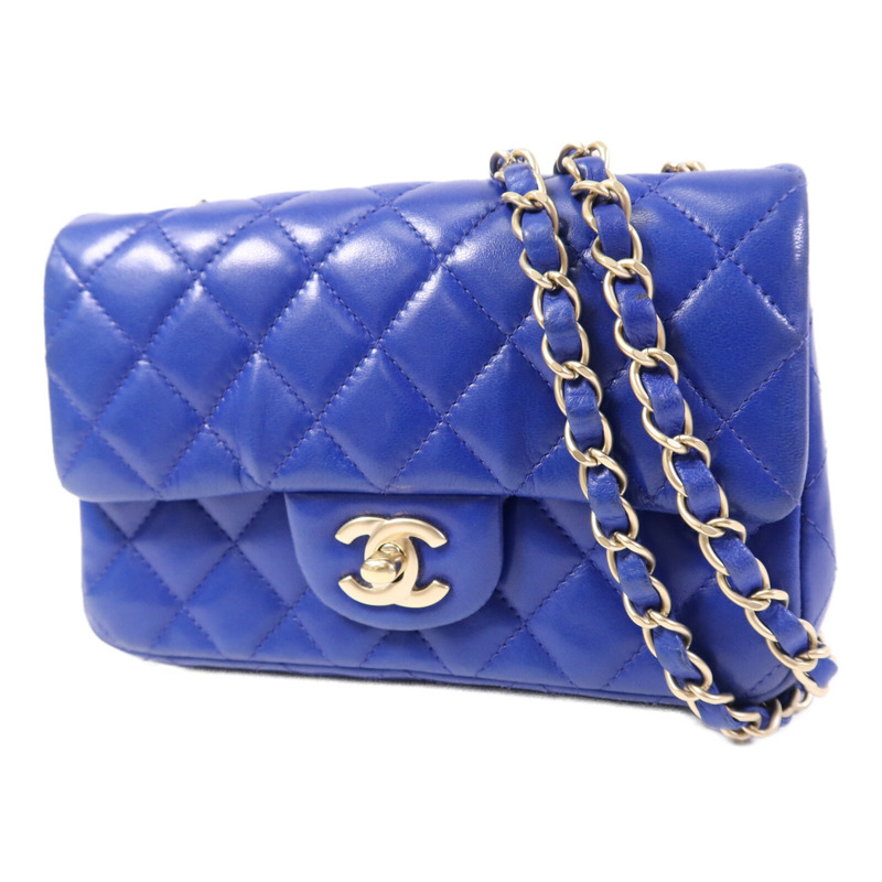 CHANEL 羊皮皮革Mini Classic 20金扣鏈帶肩背袋-2
