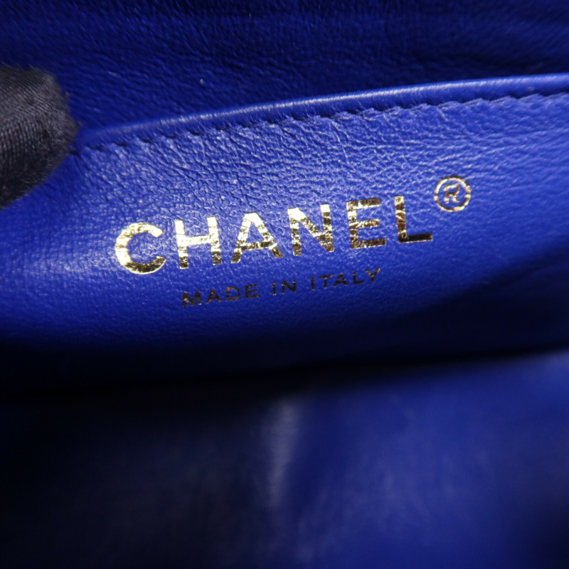 CHANEL 羊皮皮革Mini Classic 20金扣鏈帶肩背袋-5