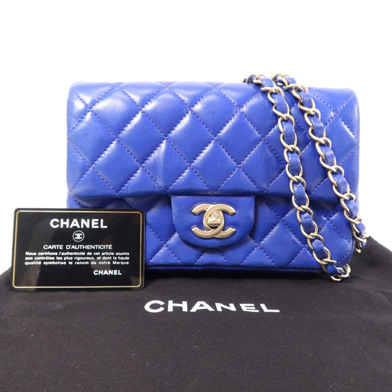 CHANEL 羊皮皮革Mini Classic 20金扣鏈帶肩背袋-8
