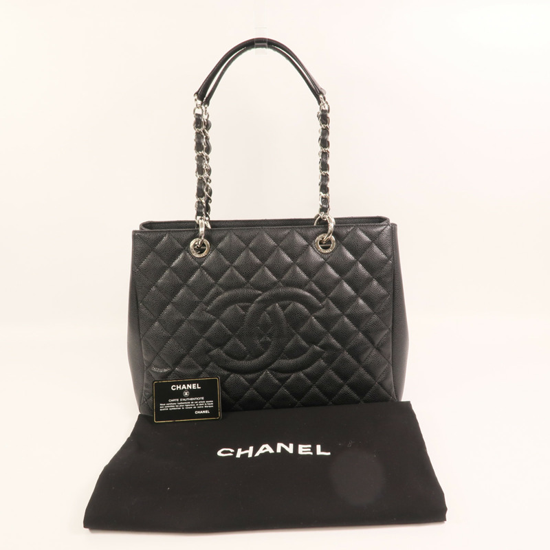 CHANEL 牛皮皮革GST Grand Shopping Tote Bag金扣鏈帶肩背袋-9