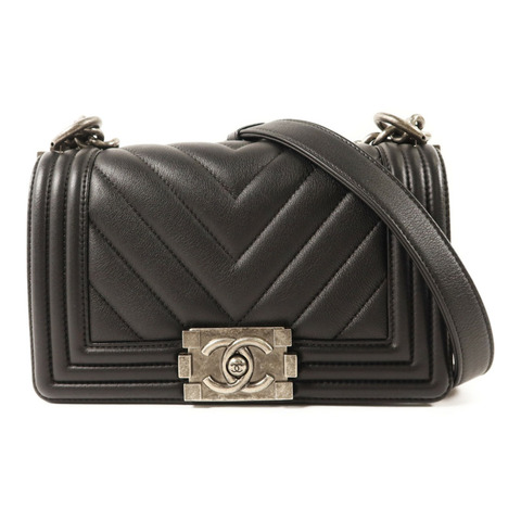 CHANEL 牛皮皮革Boy 20鏈帶肩背袋