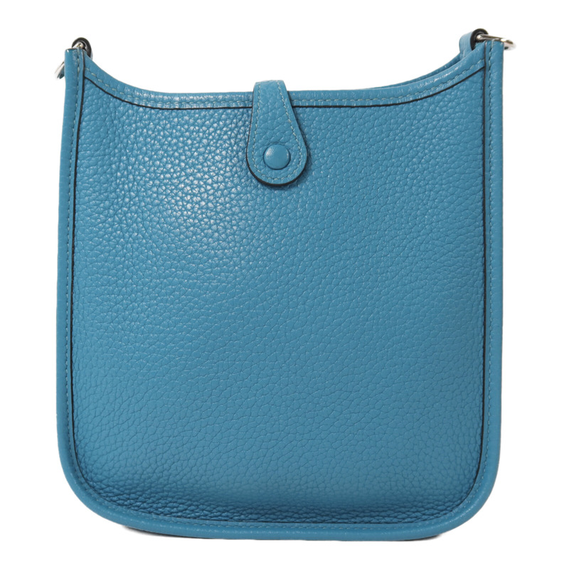 HERMES Clemence皮革Evelyne TPM銀扣肩背袋Blue Paon-1
