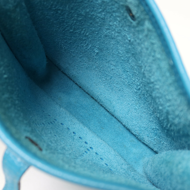 HERMES Clemence皮革Evelyne TPM銀扣肩背袋Blue Paon-4