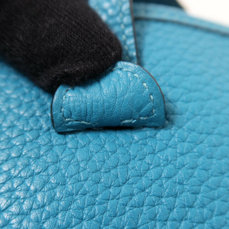 HERMES Clemence皮革Evelyne TPM銀扣肩背袋Blue Paon-6