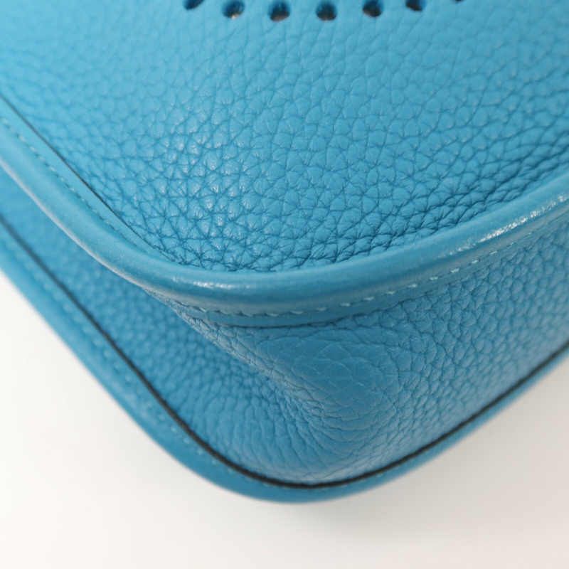 HERMES Clemence皮革Evelyne TPM銀扣肩背袋Blue Paon-10