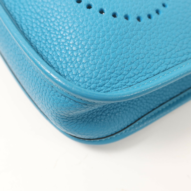 HERMES Clemence皮革Evelyne TPM銀扣肩背袋Blue Paon-11