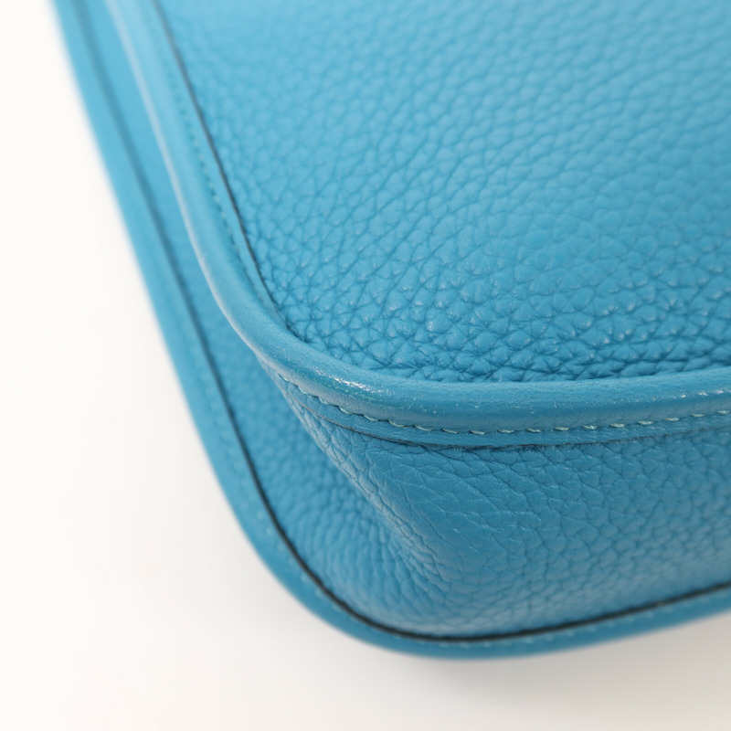 HERMES Clemence皮革Evelyne TPM銀扣肩背袋Blue Paon-12