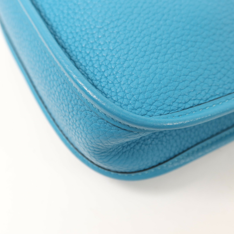 HERMES Clemence皮革Evelyne TPM銀扣肩背袋Blue Paon-13