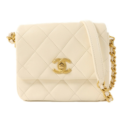CHANEL 羊皮皮革Chain Shoulder金扣鏈帶肩背袋