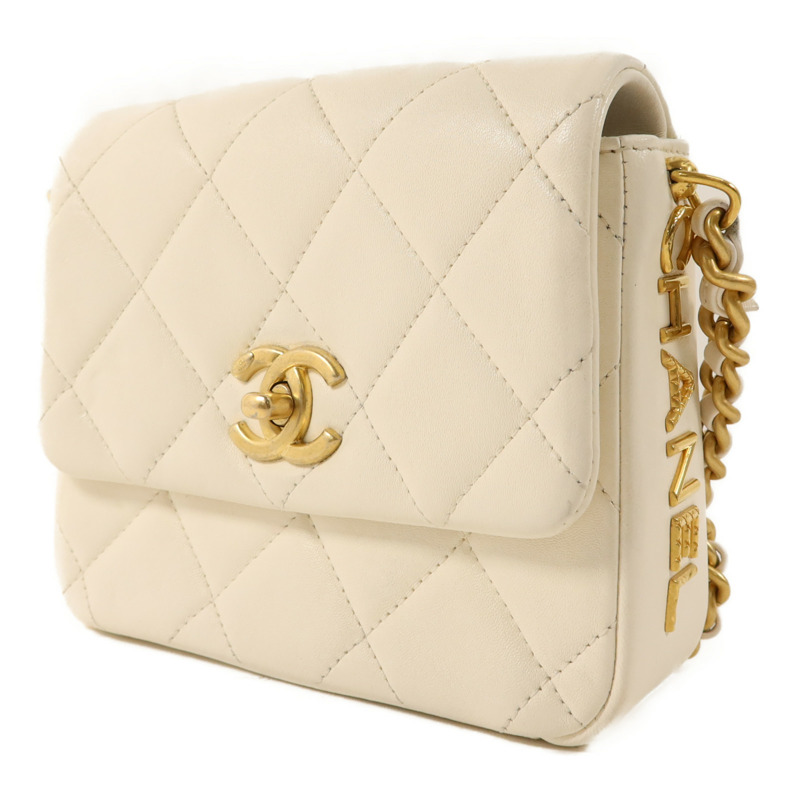 CHANEL 羊皮皮革Chain Shoulder金扣鏈帶肩背袋-2