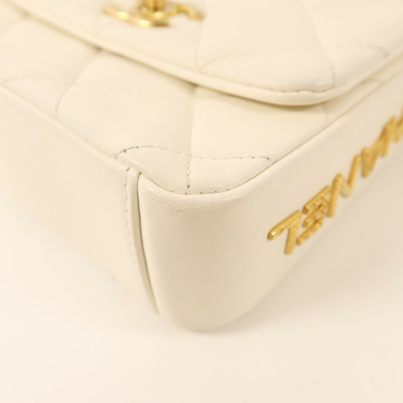 CHANEL 羊皮皮革Chain Shoulder金扣鏈帶肩背袋-11