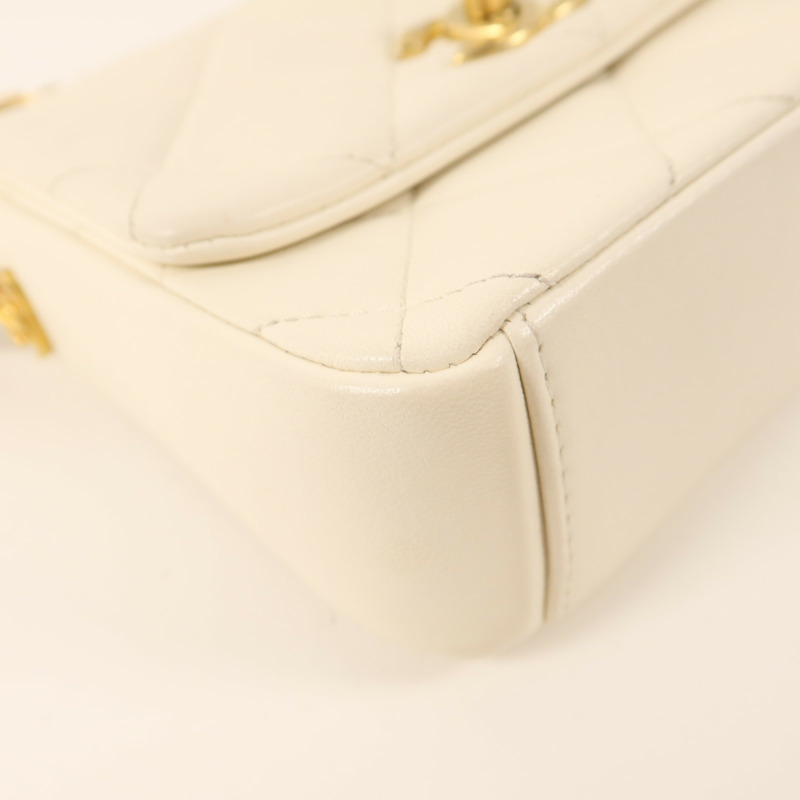 CHANEL 羊皮皮革Chain Shoulder金扣鏈帶肩背袋-12