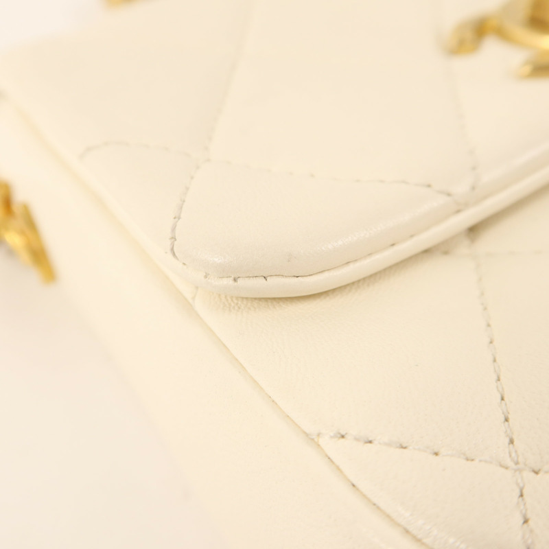 CHANEL 羊皮皮革Chain Shoulder金扣鏈帶肩背袋-16