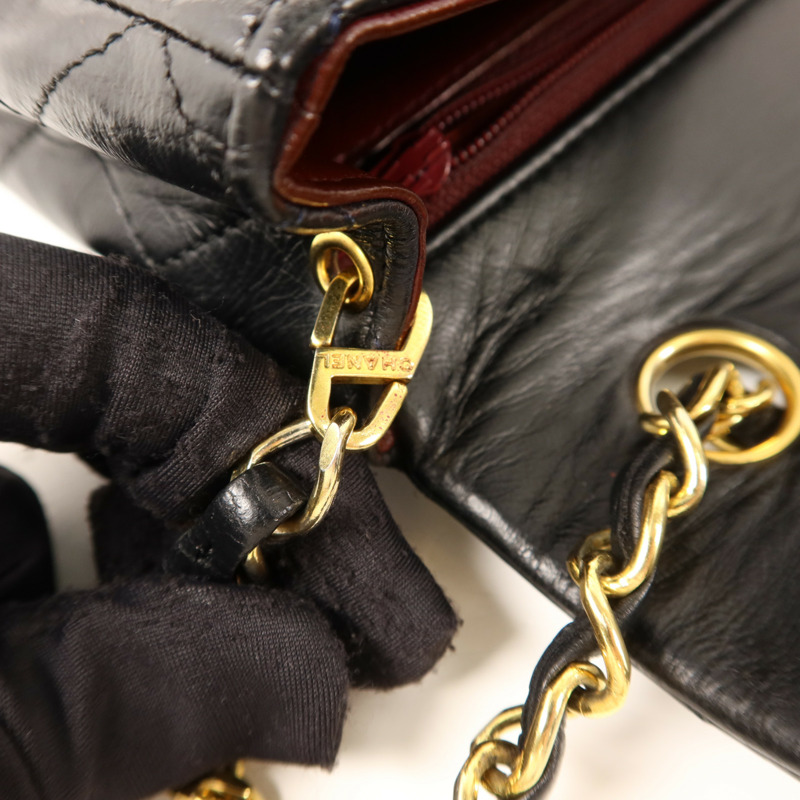 CHANEL 牛皮皮革Vintage Classic Flap Bag金扣鏈帶肩背袋-10