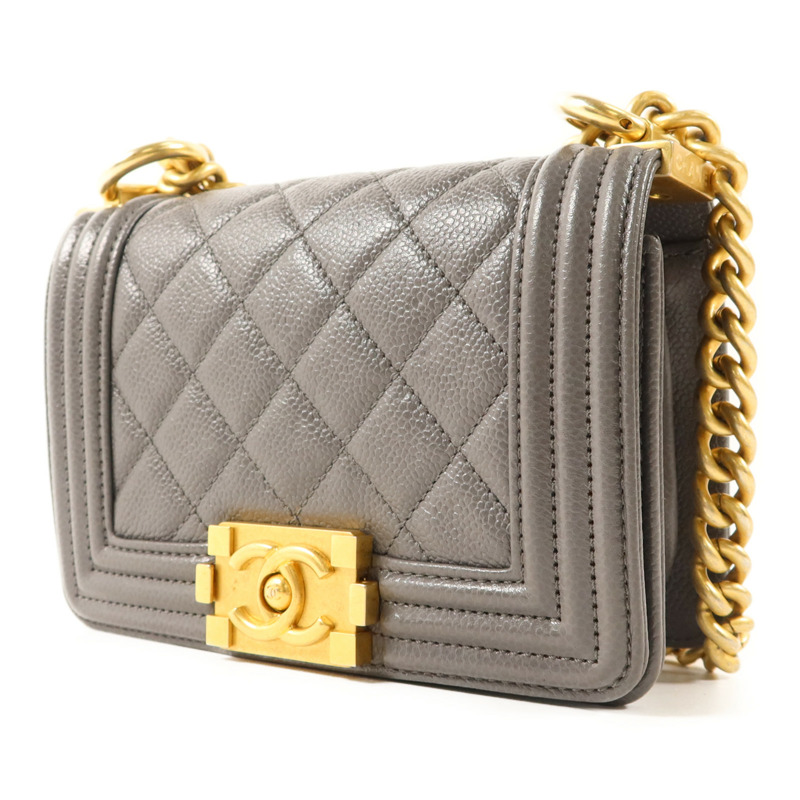 CHANEL 牛皮皮革Mini Boy金扣鏈帶肩背袋-2