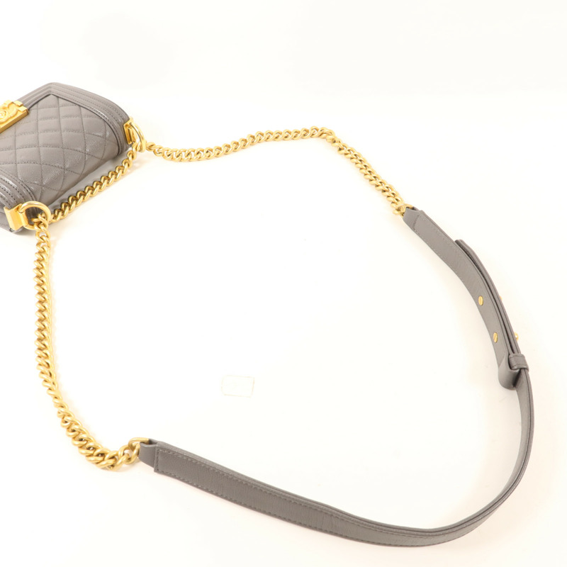 CHANEL 牛皮皮革Mini Boy金扣鏈帶肩背袋-7