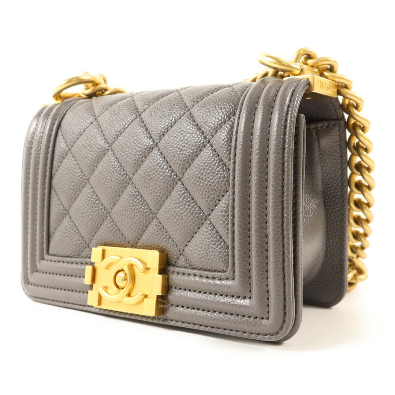 CHANEL 牛皮皮革Mini Boy金扣鏈帶肩背袋-2