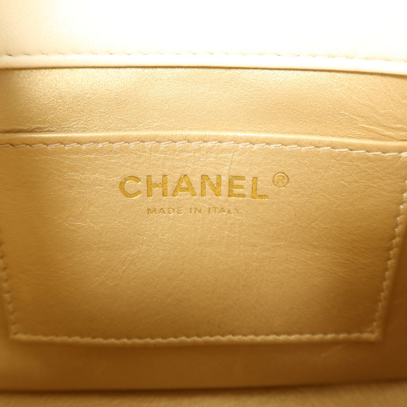 CHANEL 牛皮皮革Chain Shoulder金扣鏈帶肩背袋-5