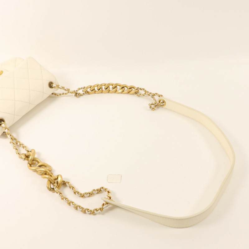 CHANEL 牛皮皮革Chain Shoulder金扣鏈帶肩背袋-7