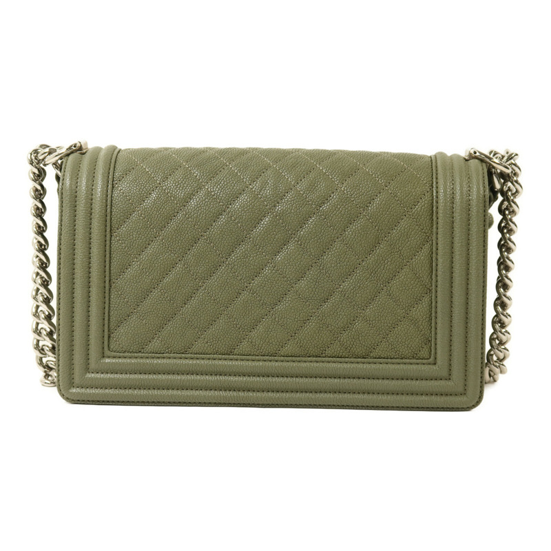 CHANEL 牛皮皮革Boy 25銀扣鏈帶肩背袋-1