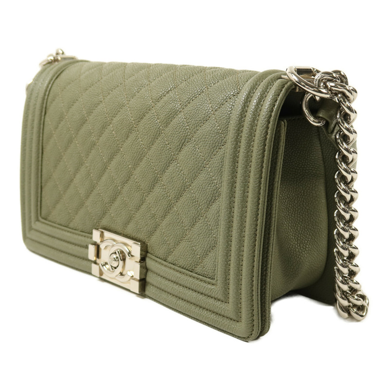 CHANEL 牛皮皮革Boy 25銀扣鏈帶肩背袋-2