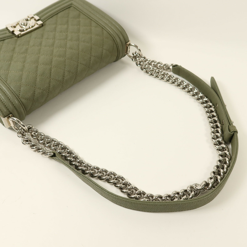 CHANEL 牛皮皮革Boy 25銀扣鏈帶肩背袋-7