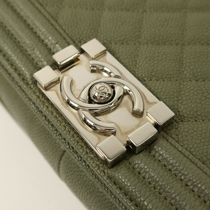 CHANEL 牛皮皮革Boy 25銀扣鏈帶肩背袋-9