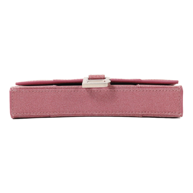 BALENCIAGA 牛皮皮革Hourless Mini Wallet Glitter銀扣鏈帶肩背袋-3