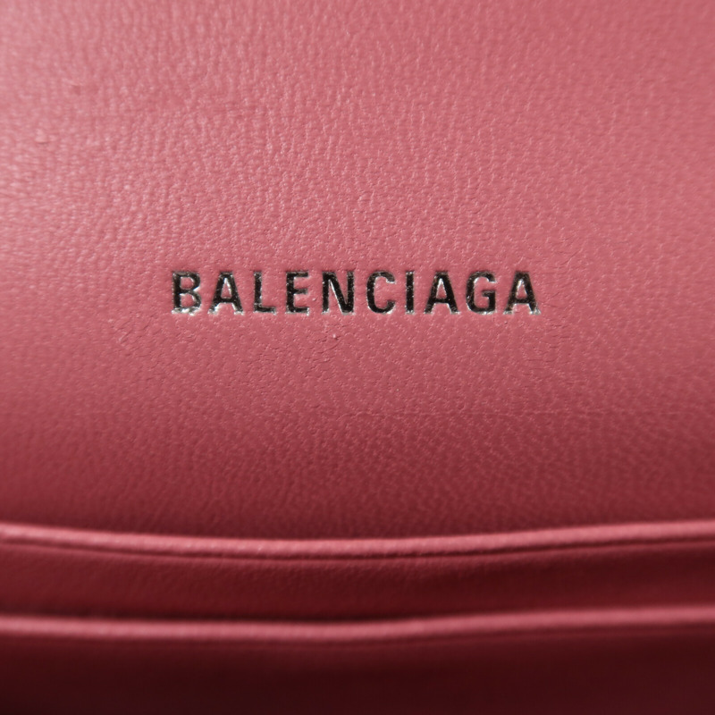 BALENCIAGA 牛皮皮革Hourless Mini Wallet Glitter銀扣鏈帶肩背袋-5