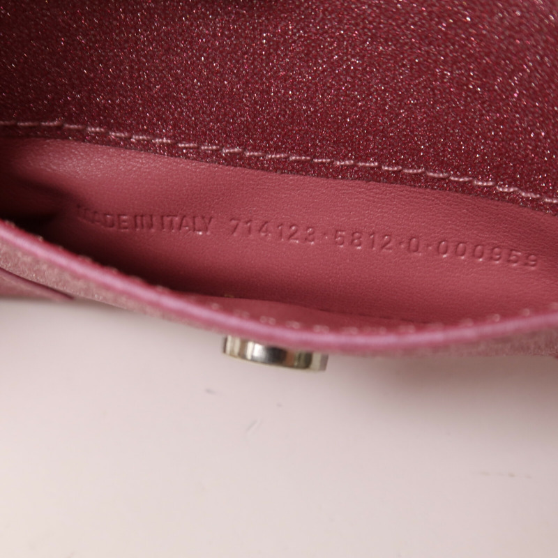 BALENCIAGA 牛皮皮革Hourless Mini Wallet Glitter銀扣鏈帶肩背袋-6